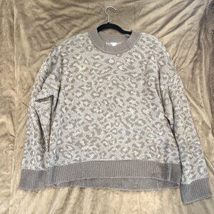 AE Aerie Women's Crew Neck Sweater Animal Print